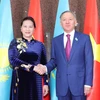 Chủ tịch Quốc hội Nguyễn Thị Kim Ngân hội đàm với Chủ tịch Hạ viện Cộng hòa Kazakhstan Nurlan Nigmatulin. (Ảnh: Trọng Đức/TTXVN)
