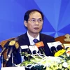 Thứ trưởng Bộ Ngoại giao Bùi Thanh Sơn, Chủ tịch SOM APEC 2017 phát biểu. (Ảnh: An Đăng/TTXVN)