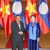 Chủ tịch Quốc hội Nguyễn Thị Kim Ngân tiếp Tổng Bí thư, Chủ tịch nước Cộng hòa Dân chủ Nhân dân Lào. (Ảnh: Doãn Tấn/TTXVN)