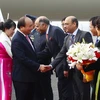 Lễ đón Thủ tướng Nguyễn Xuân Phúc và Phu nhân tại sân bay quân sự Palam, New Delhi trưa 24/1. (Ảnh: Thống Nhất/TTXVN)