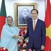 Chủ tịch nước Trần Đại Quang gặp và hội đàm với Thủ tướng Cộng hòa Nhân dân Bangladesh Sheikh Hasina. (Ảnh: Nhan Sáng/TTXVN)