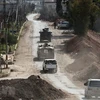 Xe quân sự của quân đội Thổ Nhĩ Kỳ tiến vào thị trấn Afrin ngày 8/3. (Nguồn: THX/TTXVN) 