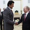 Tổng thống Nga Vladimir Putin hội đàm với Quốc vương Qatar Tamim bin Hamad Al Thani. (Nguồn: Sputnik International)