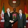 Chủ tịch Ủy ban Trung ương MTTQ Việt Nam Trần Thanh Mẫn tiếp Chủ tịch Quốc hội nước Cộng hòa Hồi giáo Iran. (Ảnh: Nguyễn Dân/TTXVN)