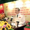 Thượng tướng Tô Lâm, Ủy viên Bộ Chính trị, Bộ trưởng Bộ công an đọc diễn văn tại Lễ kỷ niệm 70 năm Ngày truyền thống lực lượng Hậu cần-Kỹ thuật Công an nhân dân. (Ảnh: Nhan Sáng/TTXVN)