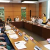 Quang cảnh họp tổ của đại biểu Quốc hội các tỉnh Ninh Bình, Sơn La, Đà Nẵng, Tây Ninh. (Ảnh: Trọng Đức/TTXVN)