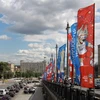 Băngrôn, khẩu hiệu xuất hiện nhiều trên đường phố ở thủ đô Moskva, Nga. (Ảnh: Dương Trí/TTXVN)