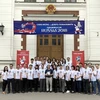 Đại sứ quán Việt Nam tại Liên bang Nga đã tổ chức phát động cổ vũ Vòng chung kết bóng đá thế giới 2018. (Ảnh: Lê Quang Vinh/TTXVN)