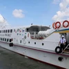 Tàu Superdong Phú Quý 1 khởi hành tuyến Phan Thiết-Phú Quý vào sáng 21/6. (Ảnh: Hồng Hiếu/TTXVN)