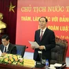 Chủ tịch nước Trần Đại Quang phát biểu kết luận buổi làm việc. (Ảnh: Nhan Sáng/TTXVN)