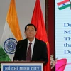 Ông Huỳnh Thành Lập, Chủ tịch Hội Hữu nghị Việt Nam-Ấn Độ Thành phố Hồ Chí Minh phát biểu tại buổi lễ. (Ảnh: Xuân Khu/TTXVN)