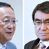 Ngoại trưởng Nhật Bản Taro Kono (phải) và người đồng cấp Triều Tiên Ri Yong Ho. (Nguồn: Nikkei Asian Review)