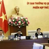 Chủ tịch Quốc hội Nguyễn Thị Kim Ngân và các Phó Chủ tịch Quốc hội dự Phiên họp. (Ảnh: Văn Điệp/TTXVN)