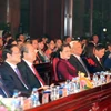 Chủ tịch Quốc hội Nguyễn Thị Kim Ngân và các đại biểu tại Lễ hưởng ứng Ngày Pháp luật Việt Nam. (Ảnh: Trọng Đức/TTXVN)