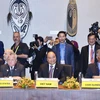 Thủ tướng Nguyễn Xuân Phúc tại cuộc đối thoại giữa các nhà lãnh đạo APEC với lãnh đạo các Quốc đảo Thái Bình Dương. (Ảnh: Thống Nhất/TTXVN)