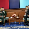 Hội đàm giữa Thượng tướng Phan Văn Giang với Đại tướng Ponpipaat Benyasri. (Ảnh: Sơn Nam/TTXVN)