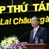 Chủ tịch Hội đồng nhân dân tỉnh Lai Châu Vũ Văn Hoàn phát biểu. (Ảnh: Quý Trung/TTXVN)