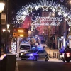 Cảnh sát phong tỏa hiện trường vụ xả súng ở khu chợ Giáng sinh tại Strasbourg, Pháp ngày 11/12/2018. (Ảnh: AFP/TTXVN)