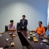 Đại sứ Việt Nam tại Mozambique Lê Huy Hoàng phát biểu tại cuộc gặp. (Ảnh: Phi Hùng/TTXVN)