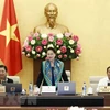 Chủ tịch Quốc hội Nguyễn Thị Kim Ngân phát biểu tại một phiên họp của Ủy ban Thường vụ Quốc hội. (Ảnh: Văn Điệp/TTXVN)
