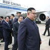 Chuyến bay của hãng hàng không Air China đưa nhà lãnh đạo Triều Tiên Kim Jong-un tới Singapore hồi tháng Sáu năm ngoái. (Nguồn: Kyodo)