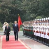 Tổng Bí thư, Chủ tịch nước Nguyễn Phú Trọng và Tổng thống Argentina Mauricio Macri duyệt đội danh dự Quân đội Nhân dân Việt Nam. Ảnh: Trí Dũng - TTXVN