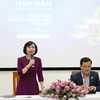 Nhà giáo ưu tú, giáo sư-tiến sỹ Mai Hồng Quỳ - Hiệu trưởng HSU phát biểu. (Ảnh: Vietnam+)