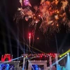 Trình diễn bắn pháo hoa chào mừng khai mạc lễ hội Đền Hùng 2019. (Ảnh: Thành Đạt/TTXVN)