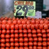 Cà chua được bày bán tại một chợ bán buôn ở Mexico City. (Ảnh: AFP/TTXVN)