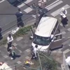 Hiện trường vụ xe ôtô lao vào các bé mẫu giáo trên phần đường dành cho người đi bộ ở thành phố Otsu, tỉnh Shiga, Nhật Bản sáng 8/5. (Ảnh: NHK/TTXVN)