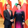 Chủ tịch Quốc hội Nguyễn Thị Kim Ngân hội kiến Tổng thống Myanmar Win Myint. (Ảnh: Trọng Đức/TTXVN)