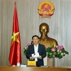 Phó Thủ tướng Vương Đình Huệ phát biểu tại buổi làm việc. (Ảnh: Nguyễn-Dân/TTXVN)