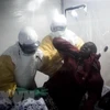 Nhân viên y tế hỗ trợ người nhiễm Ebola tại Trung tâm chăm sóc y tế khẩn cấp ở Beni, CHDC Congo. (Nguồn: AFP/TTXVN)