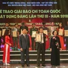 Lễ công bố và trao giải báo chí toàn quốc về xây dựng Đảng mang tên Búa liềm vàng lần thứ 3 năm 2018. (Ảnh minh họa: Minh Sơn/Vietnam+)