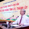 Ông Trần Quốc Vượng, Ủy viên Bộ Chính trị, Thường trực Ban Bí thư phát biểu chỉ đạo tại hội nghị. (Ảnh: Quốc Khánh/TTXVN)