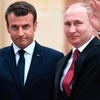 Tổng thống Pháp Emmanuel Macron (trái) và người đồng cấp Nga Vladimir Putin. (Nguồn: The Irish Times)