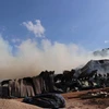 Khu vực của Công ty cổ phần Năng lượng sinh học Phú Tài đã bị đám cháy thiêu rụi. (Ảnh: TTXVN)