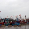 Ngư dân Quảng Trị đưa tàu cá cập Bến cá Cửa Việt đế tránh bão số 4. (Ảnh: Nguyên Lý/TTXVN)