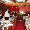 Bộ trưởng Bộ Nội vụ Lê Vĩnh Tân - trưởng đoàn công tác - đã có buổi làm việc tại Bình Phước. (Ảnh: Dương Chí Tưởng/TTXVN)