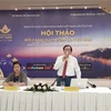 Ông Tạ Quang Đông - Thứ trưởng Bộ Văn hóa, Thể thao và Du lịch, Trưởng Ban chỉ đạo Liên hoan phim Việt Nam lần thứ 21 chủ trì hội thảo. (Ảnh: Huỳnh Ngọc Sơn/TTXVN)