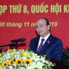 Thủ tướng Nguyễn Xuân Phúc phát biểu tại buổi tiếp xúc. (Ảnh: Thống Nhất/TTXVN)