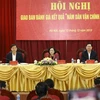 Trưởng Ban Dân vận Trung ương Trương Thị Mai chủ trì hội nghị. (Ảnh: Văn Điệp/TTXVN)