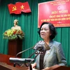Trưởng Ban Dân vận Trung ương Trương Thị Mai phát biểu chỉ đạo tại Hội nghị. (Ảnh: Đỗ Văn Trưởng/TTXVN)