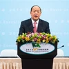 Ông Hạ Nhất Thành phát biểu sau khi được bầu làm Trưởng Đặc khu Hành chính Macau (Trung Quốc) nhiệm kỳ 5 năm trong cuộc bầu cử tại Macau, Trung Quốc, ngày 25/8/2019. (Ảnh: THX/TTXVN)