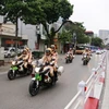 Lực lượng cảnh sát giao thông ra quân dịp Năm mới Canh Tý 2020. (Ảnh: TTXVN)