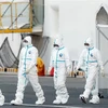 Nhân viên y tế làm nhiệm vụ gần tàu Diamond Princess tại khu vực cảng Yokohama, Nhật Bản ngày 10/2/2020. (Ảnh: ANI/TTXVN)