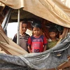 Trẻ em ở trong những túp lều tạm tại tỉnh Hajjah, Yemen, ngày 7/4/2020. (Ảnh: THX/TTXVN)