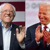 Ứng viên tiềm năng tranh cử Tổng thống Mỹ của đảng Dân chủ, cựu Phó Tổng thống Joe Biden (ảnh phải) và đối thủ là Thượng nghị sỹ Bernie Sanders. (Ảnh: AFP/TTXVN)