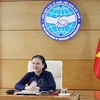 Chủ tịch Liên hiệp các tổ chức hữu nghị Việt Nam Nguyễn Phương Nga tại Hội nghị trực tuyến lãnh đạo các tổ chức hữu nghị nhân dân ASEAN-Trung Quốc. (Ảnh: Liên hiệp các tổ chức hữu nghị Việt Nam)