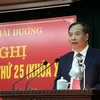 Bí thư Tỉnh ủy Hải Dương Nguyễn Mạnh Hiển phát biểu tại Hội nghị. (Ảnh: Mạnh Tú/TTXVN)